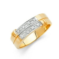 Čvrsti 14K bijeli i žuti zlatni prsten dva tona okrugla kubična cirkonija cz Muška godišnjica vjenčanica veličine 10