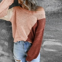 Žene Fall dugi rukavi s dugim rukavima košulja jesen labav pulover dugih rukava u boji okrugli vrat