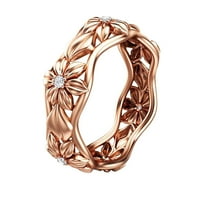 Lroplie prstenovi za žene djevojke ruže zlatni dodaci Europski američki nakit cvijet umetnuli zircon