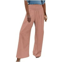 Široke pantalone za noge za žene Ležerne prilike nagnute elastične hlače s visokim strukima Čvrsto labave