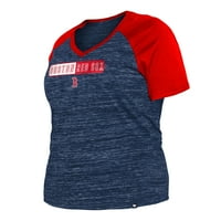 Ženska nova era mornarica Boston Red Solu Plus veličina Space Dye Raglan V-izrez majica