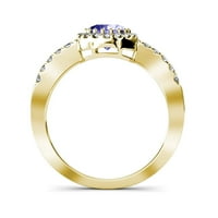TANZANITE I DIAMOND HALO Angažman prsten 1. CT TW u 14K žutom zlatu .Size 7.0