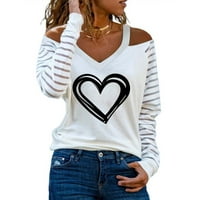 Ženske majice Vrhovi Valentine Ljubav Srce Swirts DukEetheart ovratnika hladno rame izdužene dugih rukava