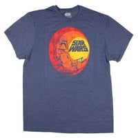 Star Wars Mens 'Boba Fett obrisa na kružnom majicu zalaska sunca