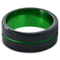 Manoukian Tungsten Vjenčani prsten za muškarce Žene Crna zelena sredina linija ravna rezano četkano