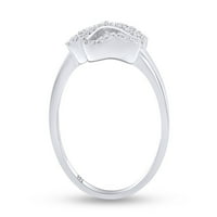 Okrugli rez bijeli prirodni dijamantski šapni šapni prsten 14k bijelo zlato preko srebra sterlinga,