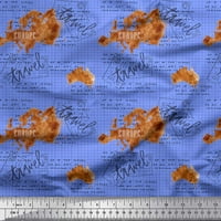 Soimoi plavi pamuk poplin tkaninski tekst i Europa Mapa Putnička štampana tkanina za obnavljanje širom