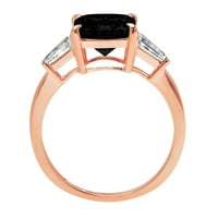 CT briljantan Asscher Cleani simulirani dijamant 18k Rose Gold Trokratni prsten SZ 3.5