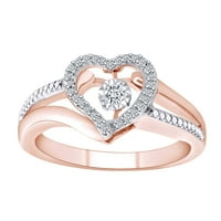 0. CTTW okrugli ples bijeli prirodni dijamantski prsten za srce u 10K čvrstih ruža zlatna prstena veličine-7,5