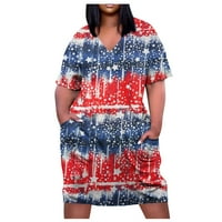 FOPP prodavač Velika haljina Ženska V-izrez ljetna haljina Neovisnost Dan za neovisnost Tiskanje haljine