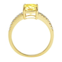 2. CT sjajan jastuk Cleani simulirani dijamant 18k žuti zlatni pasijans sa Accentima prsten sz 8.25
