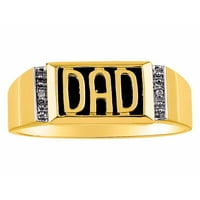 Muški prstenovi 14k žuto zlatni tata prsten sa originalnim dijamantima i crnim onyx; Prstenovi za muškarce