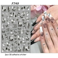 QucoQPE gel za nokte za nokte Punk stil slova Art Lines 3D ljepilo naljepnica naljepnica Naljepnica
