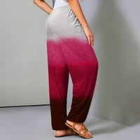 HHEI_K ženske casual pantalone, tiskanje elastične podloge za džepne pantalone na bočnim pantalonama