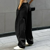 Ženske y2k baggy teretne hlače s malim strukom labavi fit ravne široke pantalone za noge casual nacrtavajuće