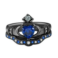Moda Popularna dama drži Sapphire prstenovi u obliku srca nakit nakita Pokloni veličine do 12