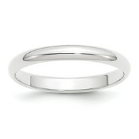 Bijeli platinski prsten za vjenčanje Standardni standard pola krug