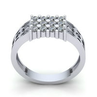 Real 3CTW okrugli rez dijamantni muški 3row Moderna godišnjica Angažovačka prstena Čvrsta 14K ruža,