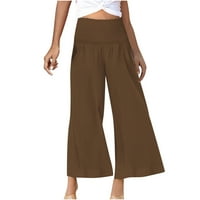 Azrian Womens Fals Modne hlače, modne ženske ležerne hlače u boji pune boje ravne široke noge pantalone
