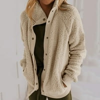 Augper moda Ženska topla jagnjesna kaput jakna zima dugme Čvrsta duga rukavica