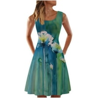Ljetne haljine za žene cvjetni ispisani tenk haljina za vjenčanje gostujuća linija Flowy Swing Haljine