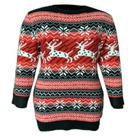 Eyicmarn ženske božićne dugih rukava pletene elastičnosti Tanak džemper Bodycon Mini džemper haljina