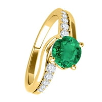Mauli dragulji za angažman za žene 1. Carat Halo Emerald i Diamond Angažman prsten izrađen prong-postajanje