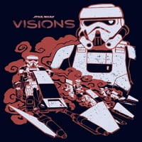 Junior's Star Wars: Visions Stormtroopers u akciji Grafički tee mornarice Plava Velika