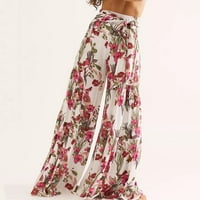 Rompers za žene Ženska modna cvijeća visokog struka Ispis čipke Yoga duge labave fit široke pantalone