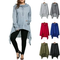 Žene Ležerne prilike preko Maxi duge pulover asimetričnih dugih kapuljača