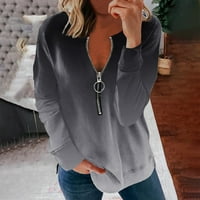 Ženska gradijentna boja blok dugih rukava sa dugim rukavima, labav pulover vrhove majice Aktivno odjeća