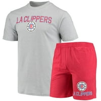 Muški pojmovi Sport Heather Sive Heatherd Red La Clippers Sidrna majica i kratke hlače
