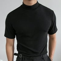 Mužjak ljetna puna majica bluza s visokim ovratnikom Turtleneck kratki rukav Tors majica Men T majice