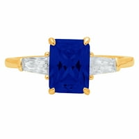 2.0ct smaragdni rez simulirani plavi safir 14K žuti zlatni godišnjica Angažman kamena prstena veličine