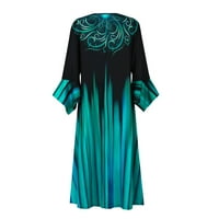 Bazyrey ženske haljine ljeto boho lakat-duljina a-line haljine ženske cvjetne casual s V-izrezom zeleno