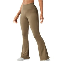 WAVSUF joga hlače za žene plus veličine Flare noge Tanke visoke ustanove veličine Khaki veličine m