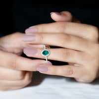 Klasična laboratorija stvorila je smaragdni prsten sa dijamantskim halo - kvaliteta AAAA, srebrna srebra,