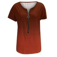 Farstey ženske ljetne kratke majice Tuničke gradijentne ispise trendi bluze casual patentnih patentnih
