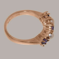 Britanci napravio 9k ružičasto zlato Real Amethyst & Cultired Pearl Womens Eternity prsten - Opcije