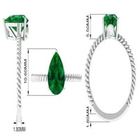 Laboratorija u obliku kruške stvorila je smaragdni prsten sa moissanitom, srebrnom srebrnom, US 3,50