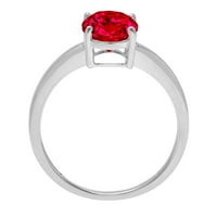 2.5ct ovalni rez crveni simulirani ruby ​​14k bijelo zlato ugraviranje izjava bridalna godišnjica angažman