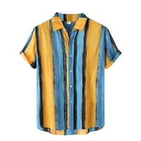 Majica kratkih gumba ovratnik muški ležerni stripe rukav sa prekid kontrastnim bojama majice