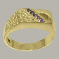 Britanci napravio 18k žuto zlato prirodno ametist muške prstene - veličine opcija - veličine 8,75