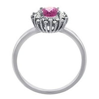 10K žuti zlatni dijamant prirodno ružičasti safir zaručnički prsten oval 7x, veličina 9.5