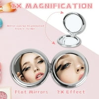 Kompaktno zrcalo Quicksand Makeup, dvostrano prijenosno preklopno metalna džepa okruglo zrcalo, putuju