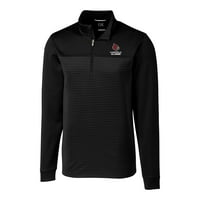 Muški rezač i Buck Black Louisville Cardinals Alumni logo Traverse Stripe Stretch Quarter-zip pulover