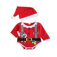 Luethbiez novorođene baby božićni kostim kostim Dugim rukavima + santa šešir
