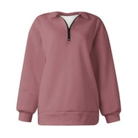 Leesechin Fashion Women Casual Cure Color rever izrez dugih rukava labav fit majica za bluze pulover