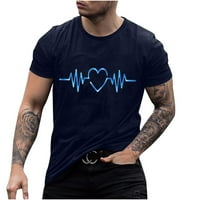 Solacol Muška majica kratki rukav muškarci kratki rukav casual elektrokardiogram tiskanje okrugle vrata