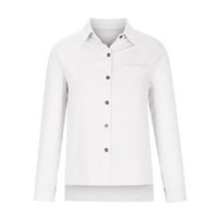 Žene Ležerne prilike za bijelo Down Bluzes Plus Veličina Izlasci vrhovi dugih rukava Solid Business